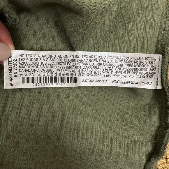 Zara Corduroy Vest Oversized Trucker Style Olive Green Women's Small - Picture 12 of 13